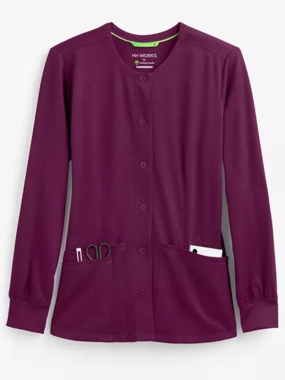 HH WORKS BY HEALING HANDS Women's 5500 Megan Jacket Size XL in Wine